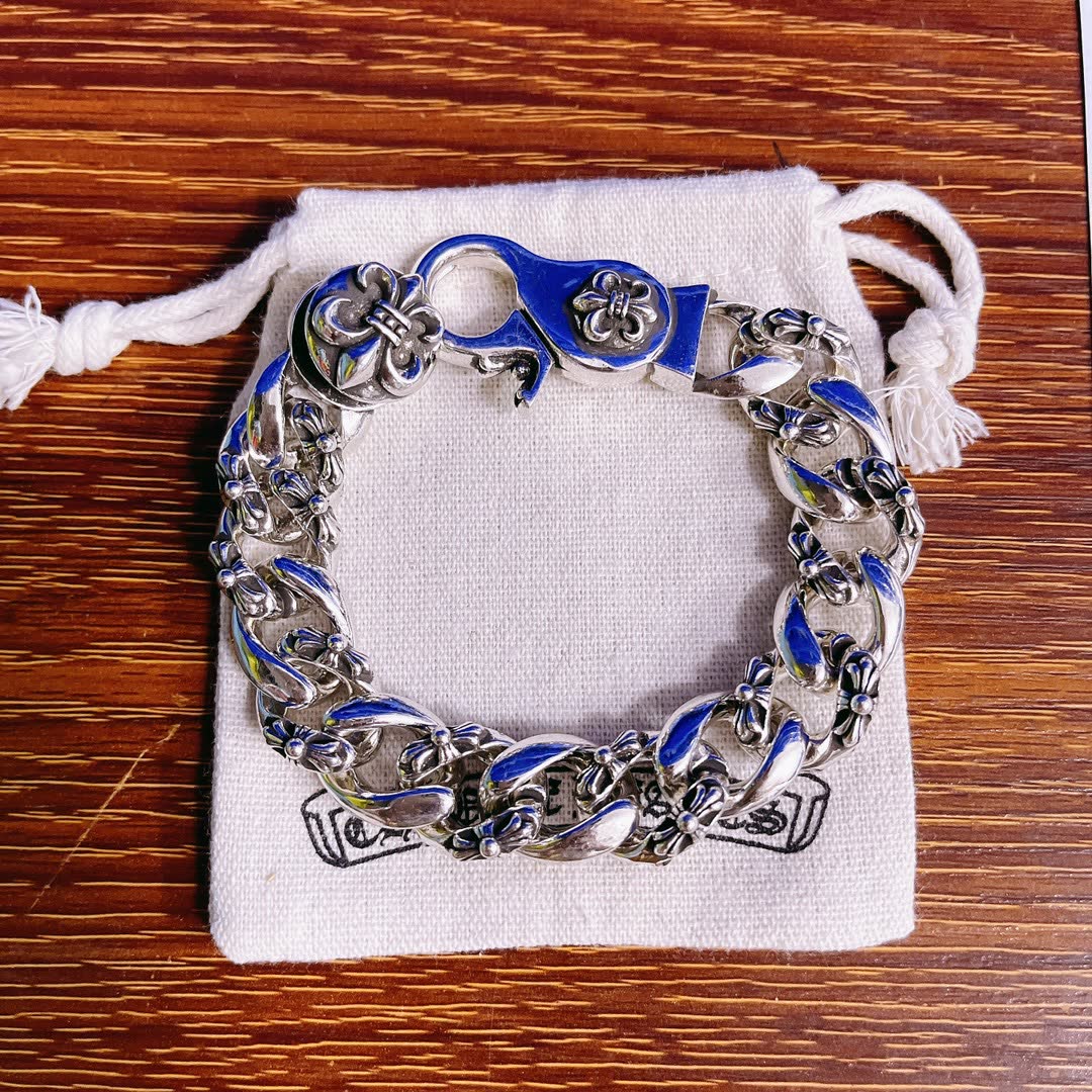 Chrome Hearts Silver Blue Enamel Bracelet